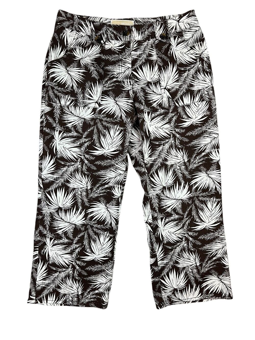 Michael Kors Women's Brown Floral Crop Mid-Rise Pants Size 6 Vacation Vibes